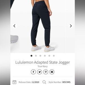 NWOT Lululemon Adapted State Joggers in True Navy, Size 12